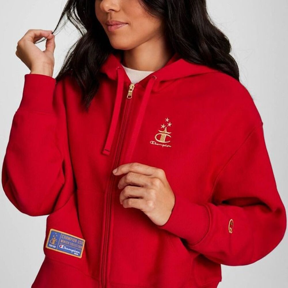 Champion Women's Gold Medal Cropped Full Zip Hoodie - Womens XL - NEW